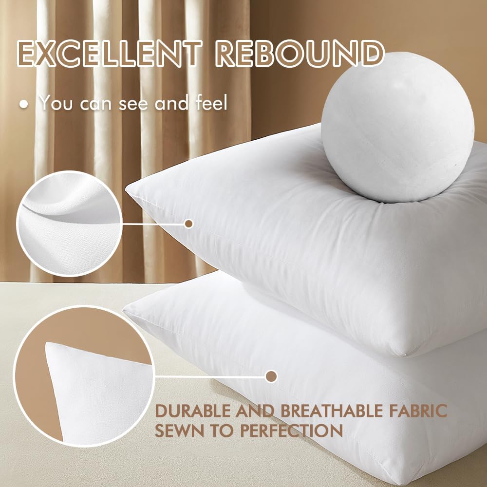 MIULEE Pillow Inserts - 18x18 Inches Decorative Throw Pillows for Couch | Pack of 2