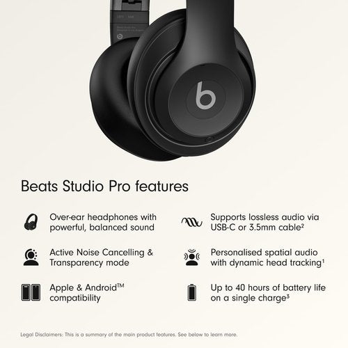Beats Studio Pro - Premium Wireless Over-Ear Headphones with 40-Hour Battery Life | Active Noise Cancelling - Black