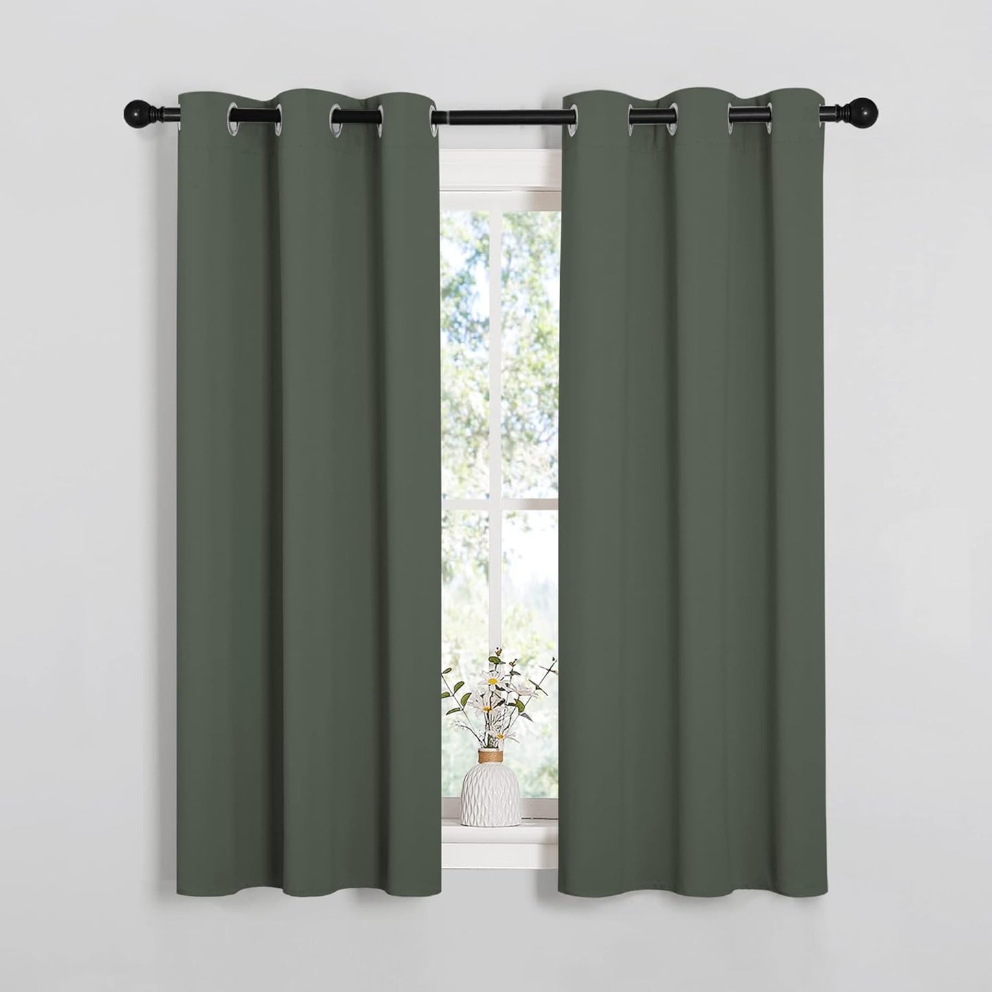NICETOWN Blackout Curtains - Thermal Insulated Grommet Drapes for Kids Room | Dark Mallard, Set of 2 (34" x 54")