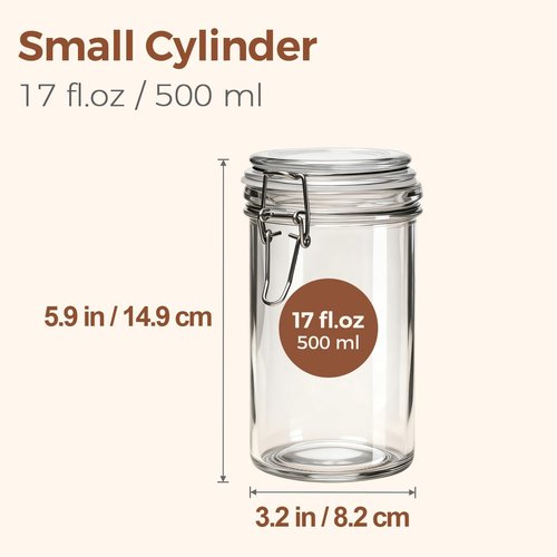 ComSaf 16oz Pint Jars - Airtight Glass Canisters for Sourdough, Oats & Pantry | Set of 6, 500ml