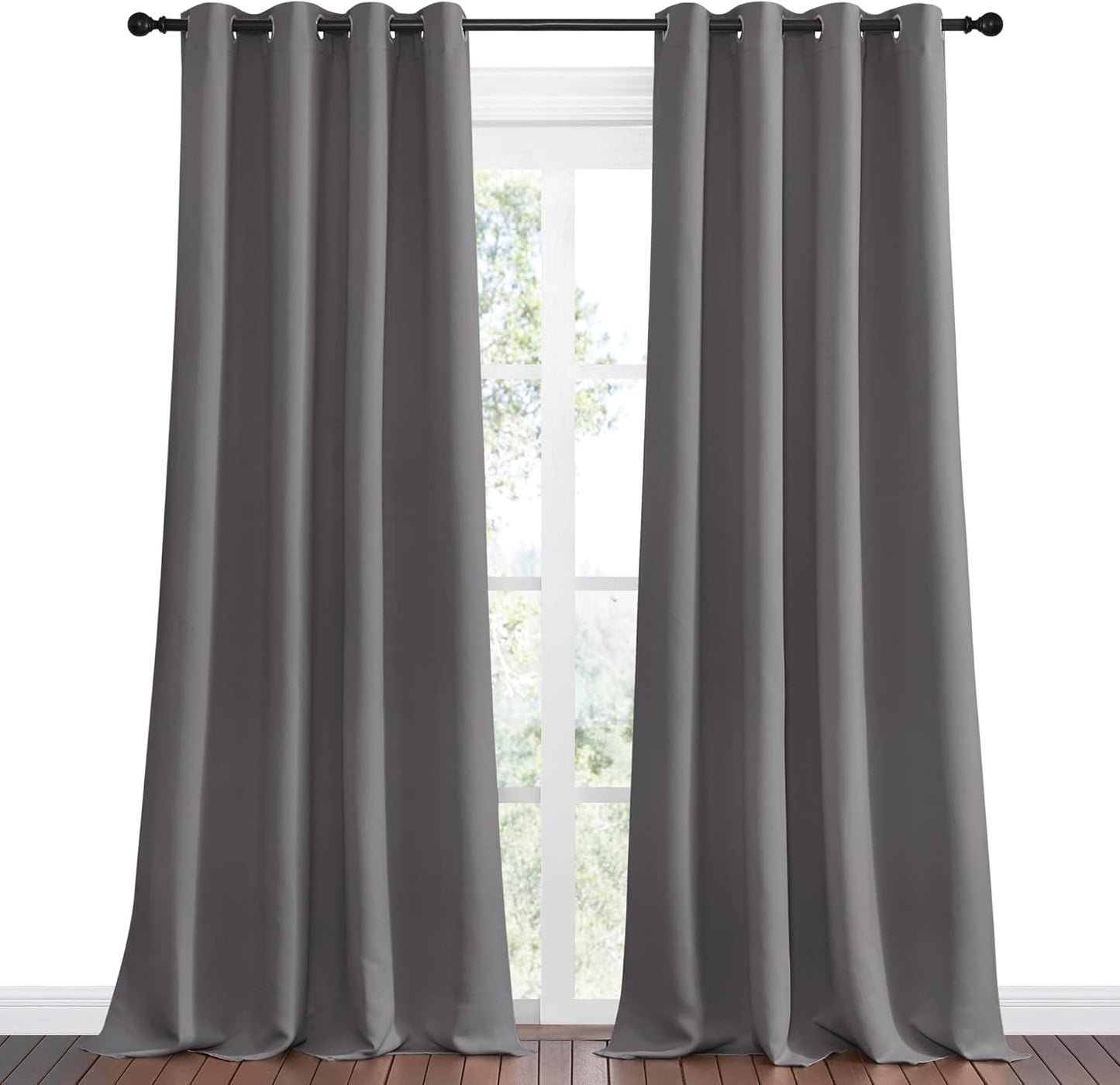 NICETOWN Blackout Curtains - Energy Saving Thermal Insulated Draperies | 55" x 96", Grey (1 Pair)