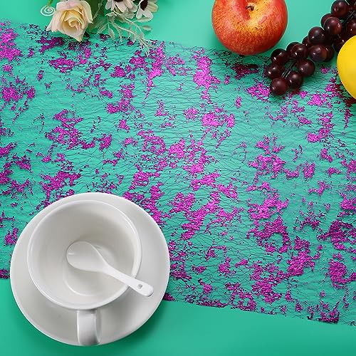 uxcell Deep Purple Metallic Foil Mesh Table Runner 11 x 360 Inch Pack of 2 for Events