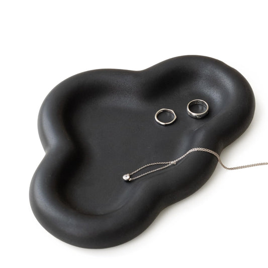WENSHUO Chubby Jewelry Tray, Cute Cloud Trinket Dish (Black)