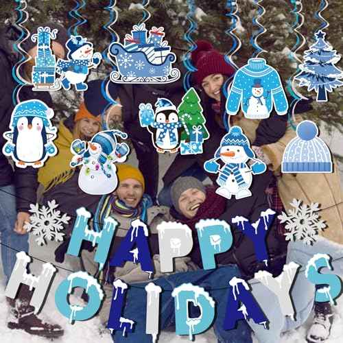 Happy Holidays Banner Happy Holidays Decorations Winter Banner with Winter Wonderland for Holiday Decorations Christmas Decorations Christmas Party Decorations