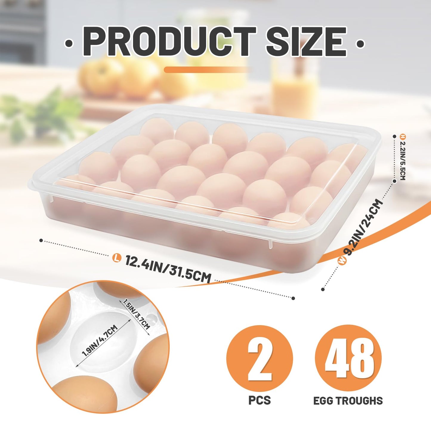 Whkvnng 2 Pack Deviled Egg Trays,Stackable Plastic Egg Holder for 48 Eggs,Clear Egg Storage Containers for Fridge,Keep Fresh,Easter,Thanksgiving Day Party Kitchen Supplies