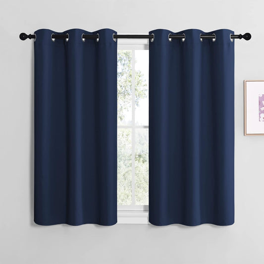 NICETOWN Blackout Curtain Panels - Thermal Insulated Navy Drapes | 2 Panels, 29" x 20" for Bedroom