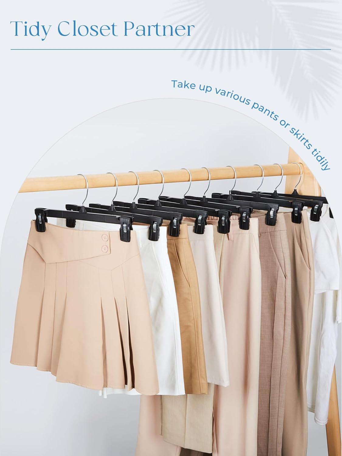 Smartor Pants Hangers - 30 Pack Black Clips with 360° Hooks for Heavy-Duty Trousers & Skirts | 12 Inch