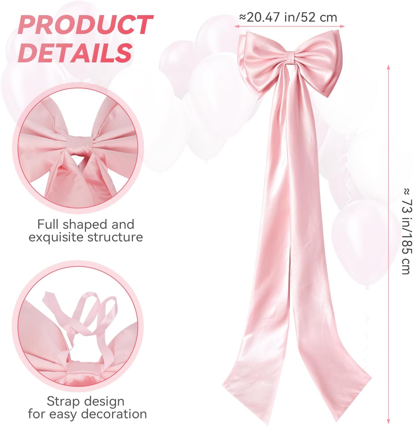 Skiennix Giant Satin Bow | Large Wedding & Party Decoration - Pink Arch & Wall Decor
