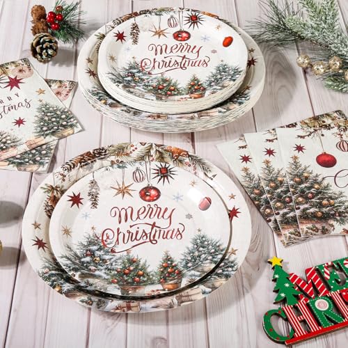Retro Christmas Farmhouse Dinnerware Set for Holiday Party, Serves 50