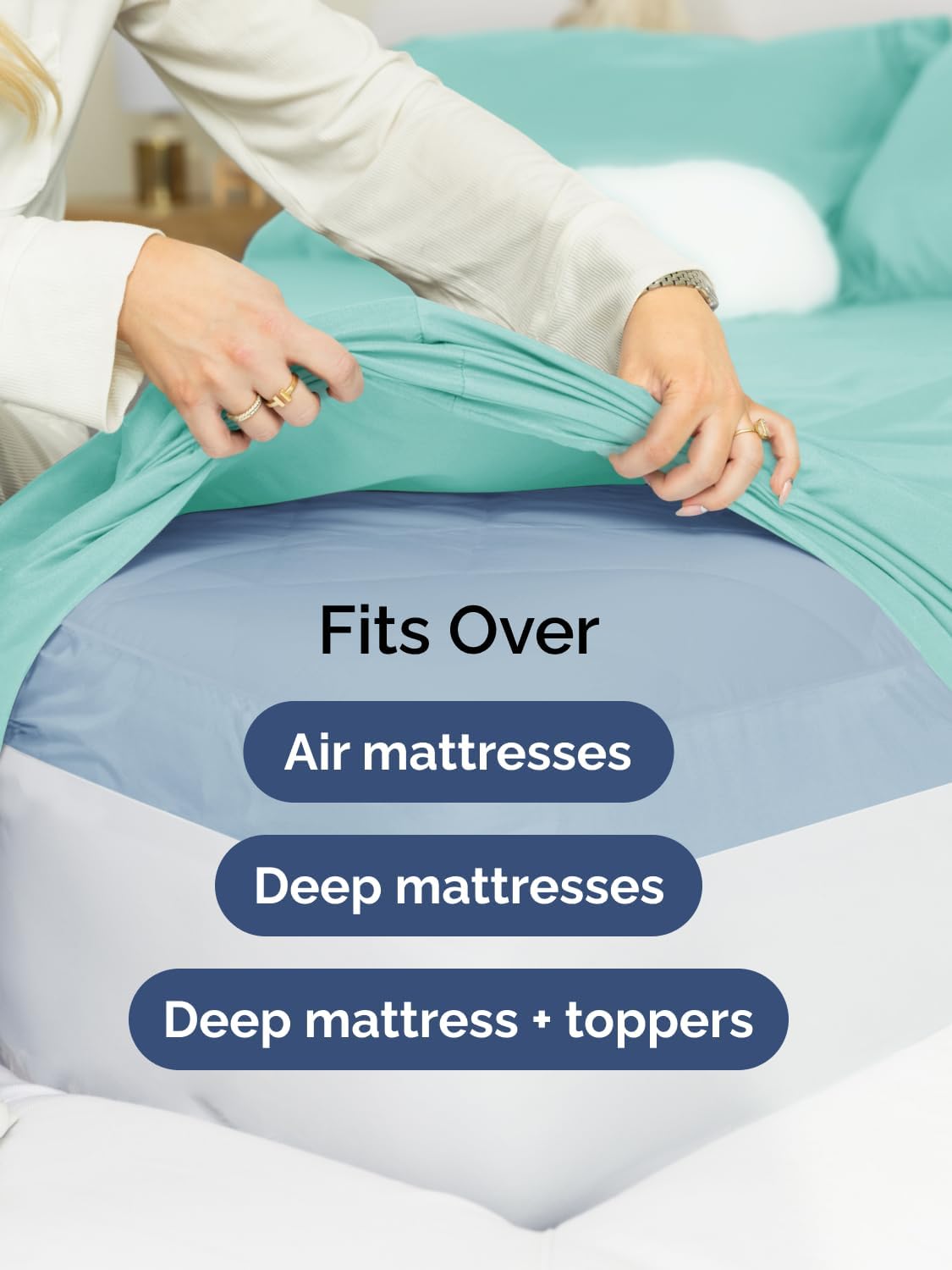 Skiennix Extra Deep Twin Sheet Set - 4 Piece Breathable Cooling Bedding - Soft Wrinkle-Free Spa Blue