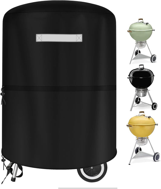 Weber 22 Inch Charcoal Kettle Grill Cover - Heavy Duty Waterproof & UV-Resistant Polyester