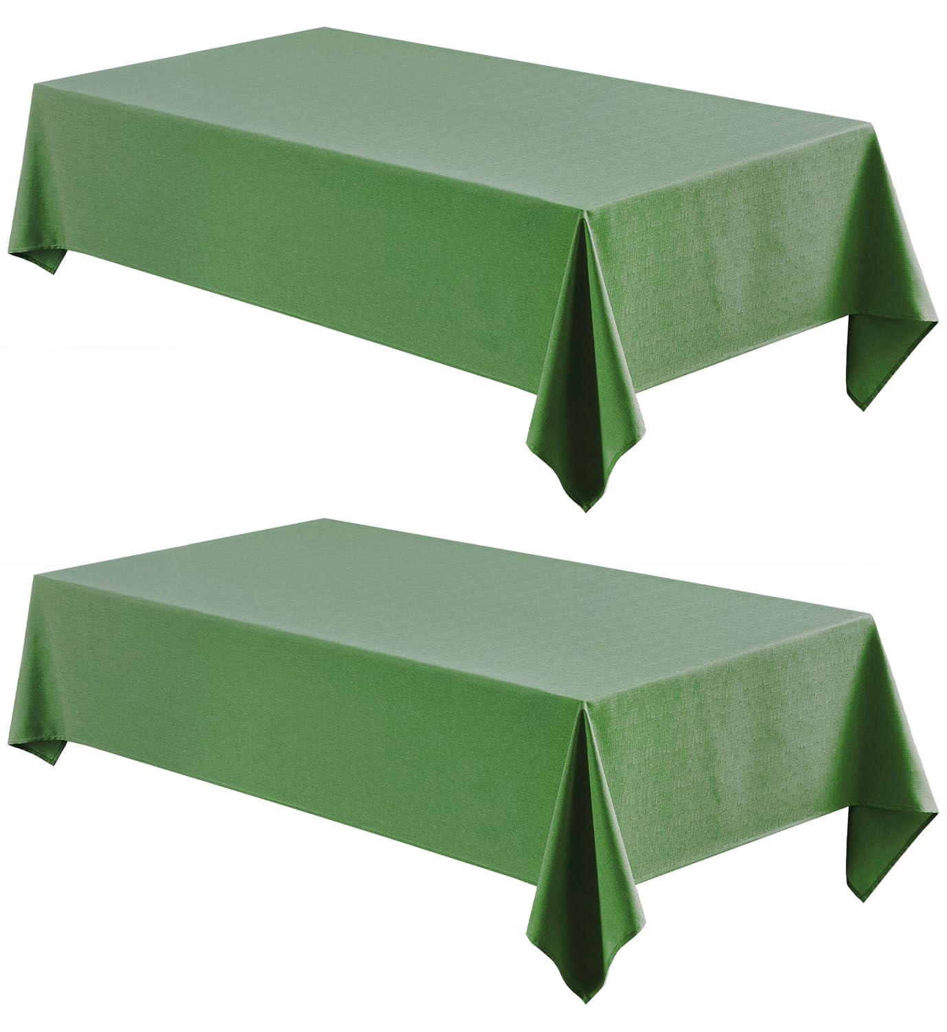 Veblandy 2 Pack Rectangle Tablecloth, 60x84 inch, Water Resistant Wrinkle Free Linen Textured Table Cloth Washable, Decorative Fabric Table Cover for Dining, Party and Camping, Green