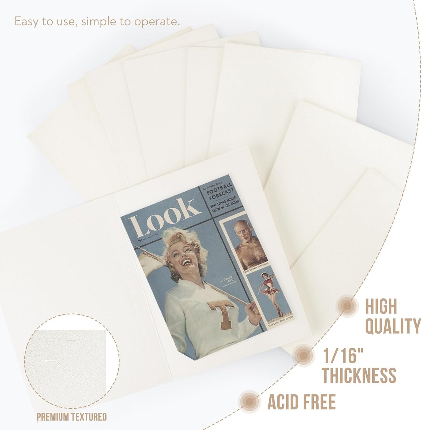 Golden State Art, Pack of 100, 6x8 or 8x10 Photo Folders, Cardboard Picture Frame, Paper Frame Cards, Greetings/Invitation Special Events: Graduation, Christmas, Wedding(Ivory)