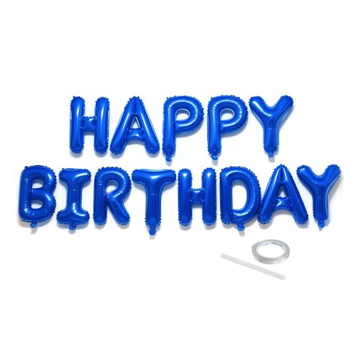 Dark Blue Happy Birthday Balloon Banner Set -16 Inch Foil Letters Balloons, Reusable Birthday Decorations and Party Supplies, Suitable for Men and Women's Birthday Decorations，Party Backdrop
