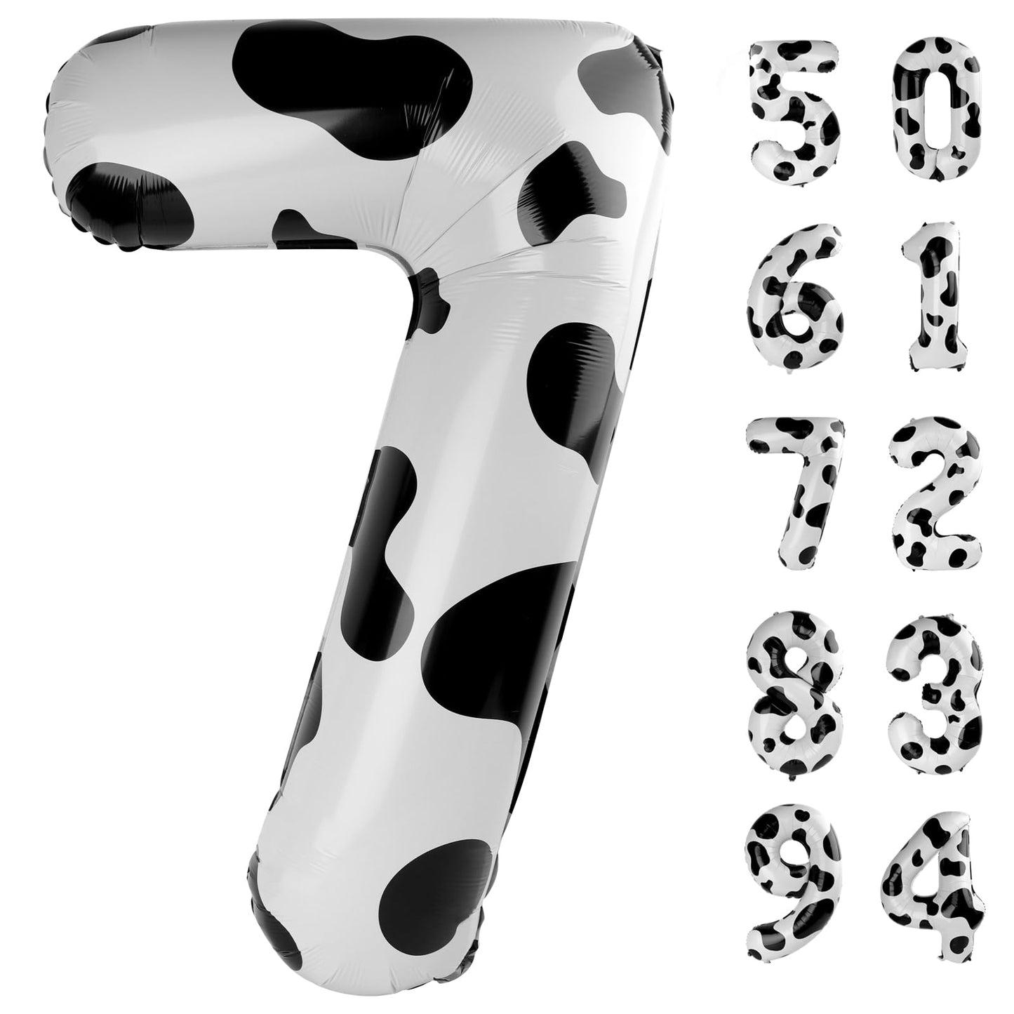 Cow Print 7 Balloon, Number 40 Inch Birthday Party Decorations, 7th Balloon Number, Cow Print Seven Birthday Decorations, Number 7