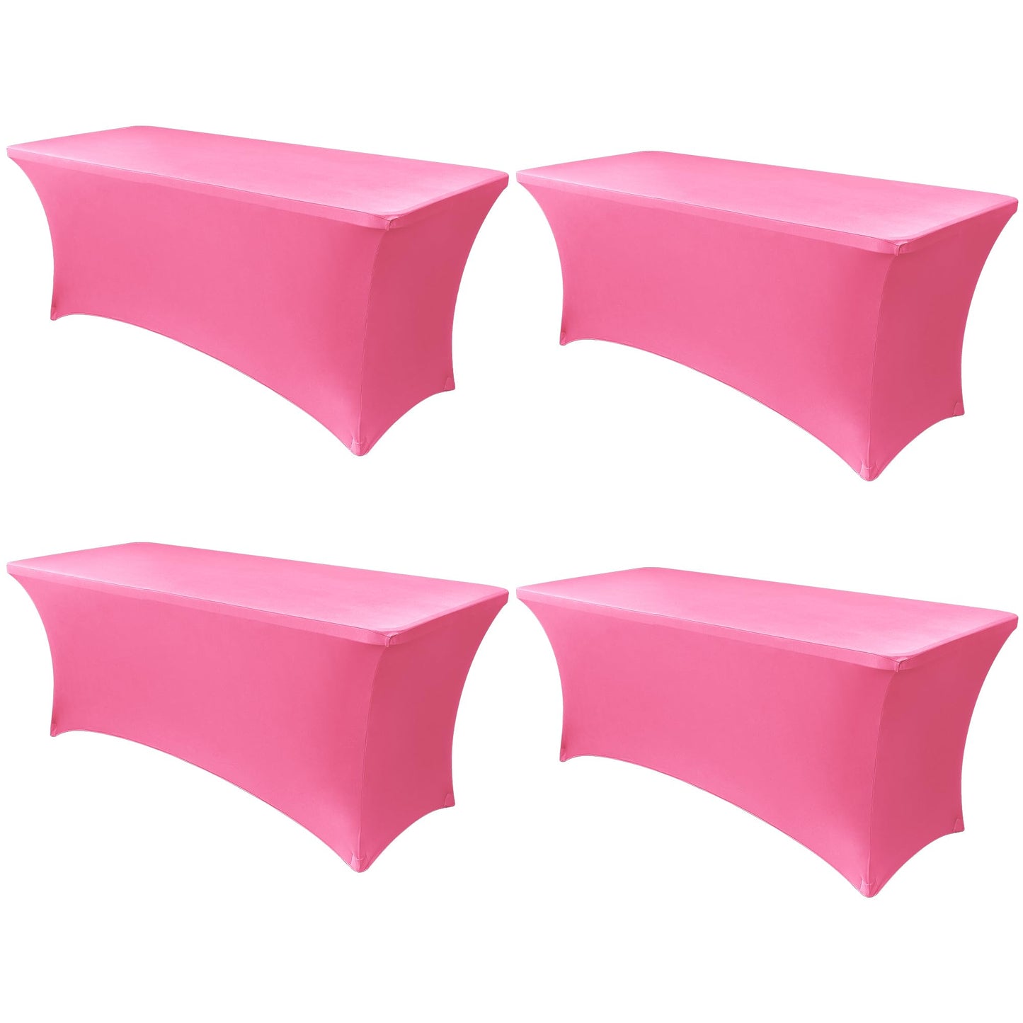 Obstal 6ft Stretch Spandex Table Cover - 4 Pack Universal Rectangular Fitted Tablecloth Protector for Wedding, Banquet and Party (Dark Pink, 72L x 30W x 30H Inches)