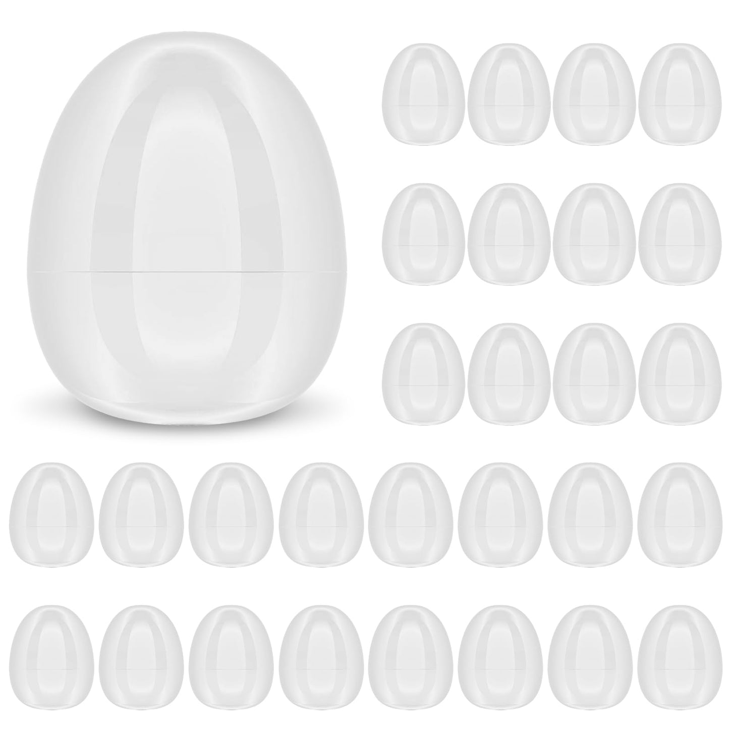zsccxq 12 Pcs 4 Inch White Fillable Empty Plastic Easter Eggs Bright Easter Basket Stuffers for Easter Egg Hunt Surprise For Party Favor Decorations Boys Girls (White, 12)