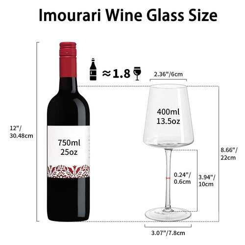 Imourari Crystal Wine Glasses Set of 4-13.5oz Clear Lead-Free Hand Blown Long Stem Square Red Wine Glasses with Gift Box for Christmas Wedding Birthday Party
