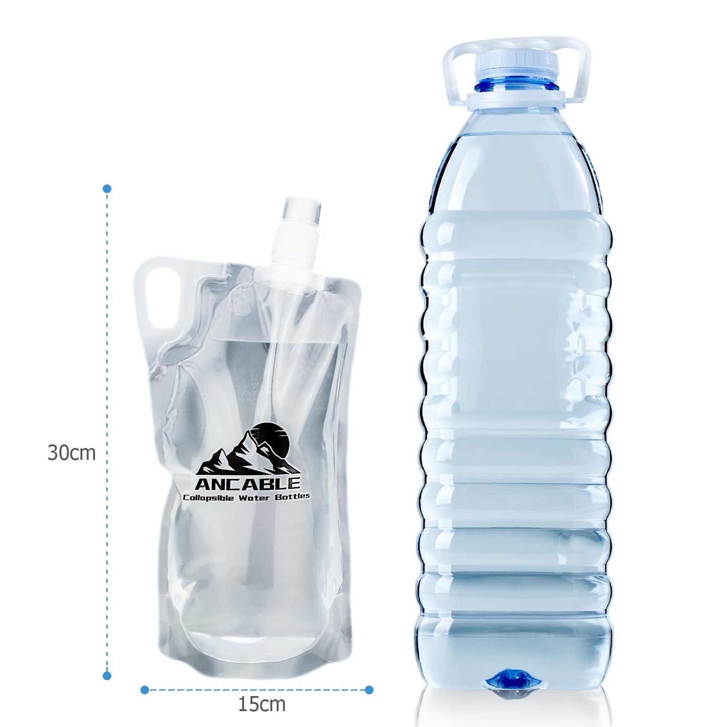 Ancable 1L Hiking Collapsible Water Bottles, 4-Pack 33OZ BPA-Free Foldable Backpacking Water Bottle for Travel Camping Hiking
