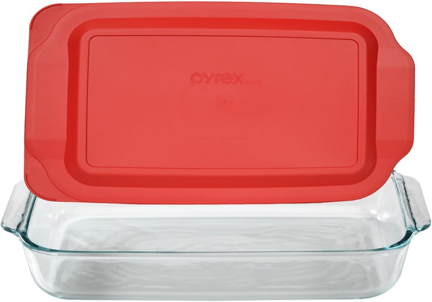Pyrex 3-Qt Rectangular Glass Baking Dish with Red Food Storage Lid | Ideal for Leftovers & Meal Prep
