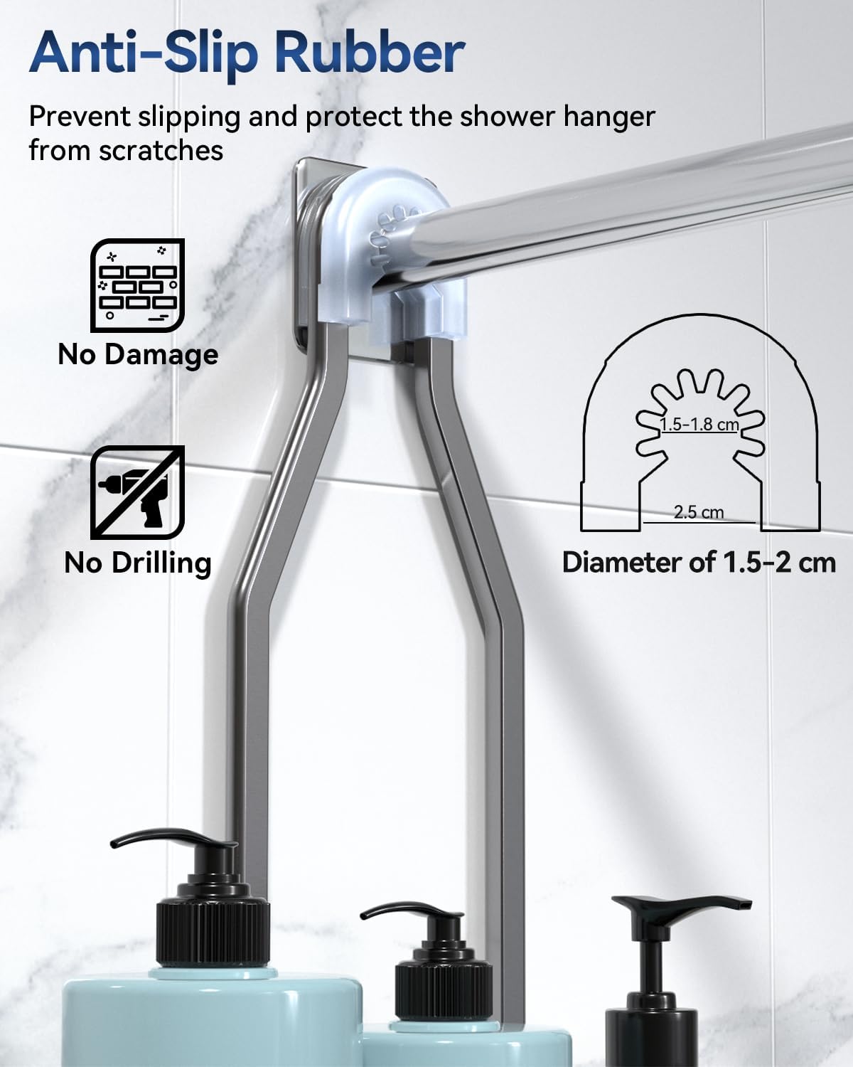 YASONIC Shower Caddy - Rustproof Aluminum Organizer with 10 Hooks & Soap Basket - Grey