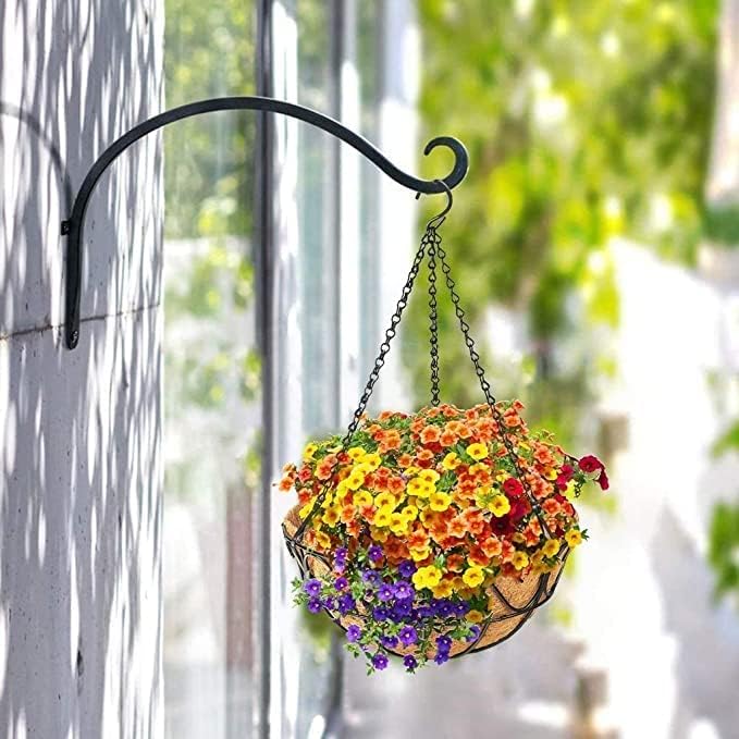Skiennix Metal Hanging Planter Basket - 2 Pack with Coco Coir Liner for Indoor/Outdoor Garden Decor
