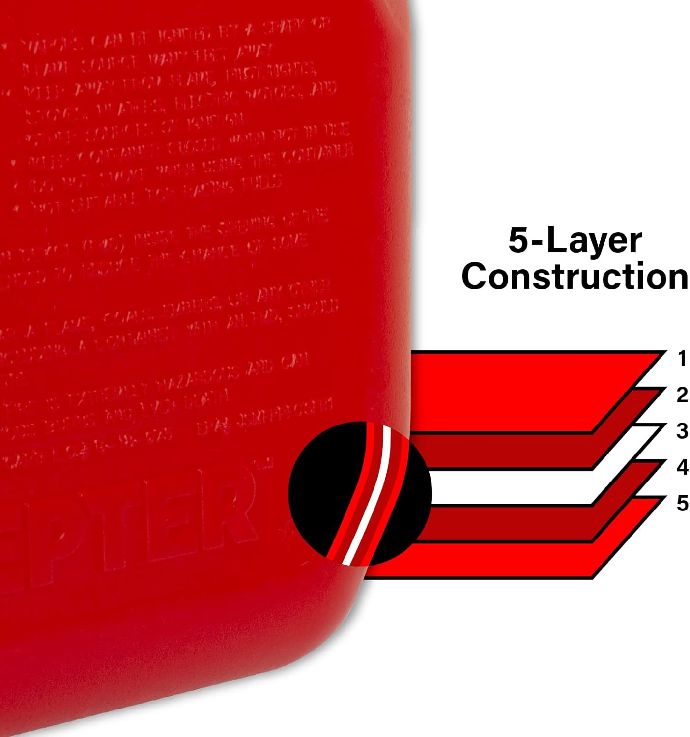 Scepter 5 Gallon Fuel Container - Spill Proof Spout & Bonus Extender | Red Gas Can with Rear Handle
