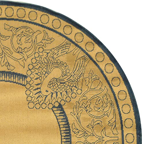 SAFAVIEH Courtyard Collection 5'3" Round Natural / Blue CY2965 Indoor/ Outdoor--Waterproof Easy--Cleaning Patio Backyard Mudroom Area--Rug