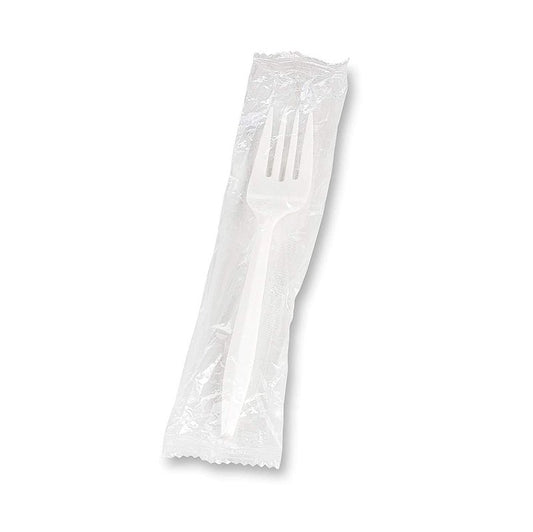 Concession Essentials Medium Weight Individually Wrapped Plastic Forks Great for Take-Out. (200 Pieces)
