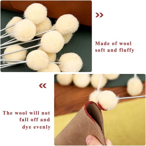 BUTUZE Wool Daubers - 25 Pcs Leather Dye Tool with Metal Handle for DIY Craft Projects