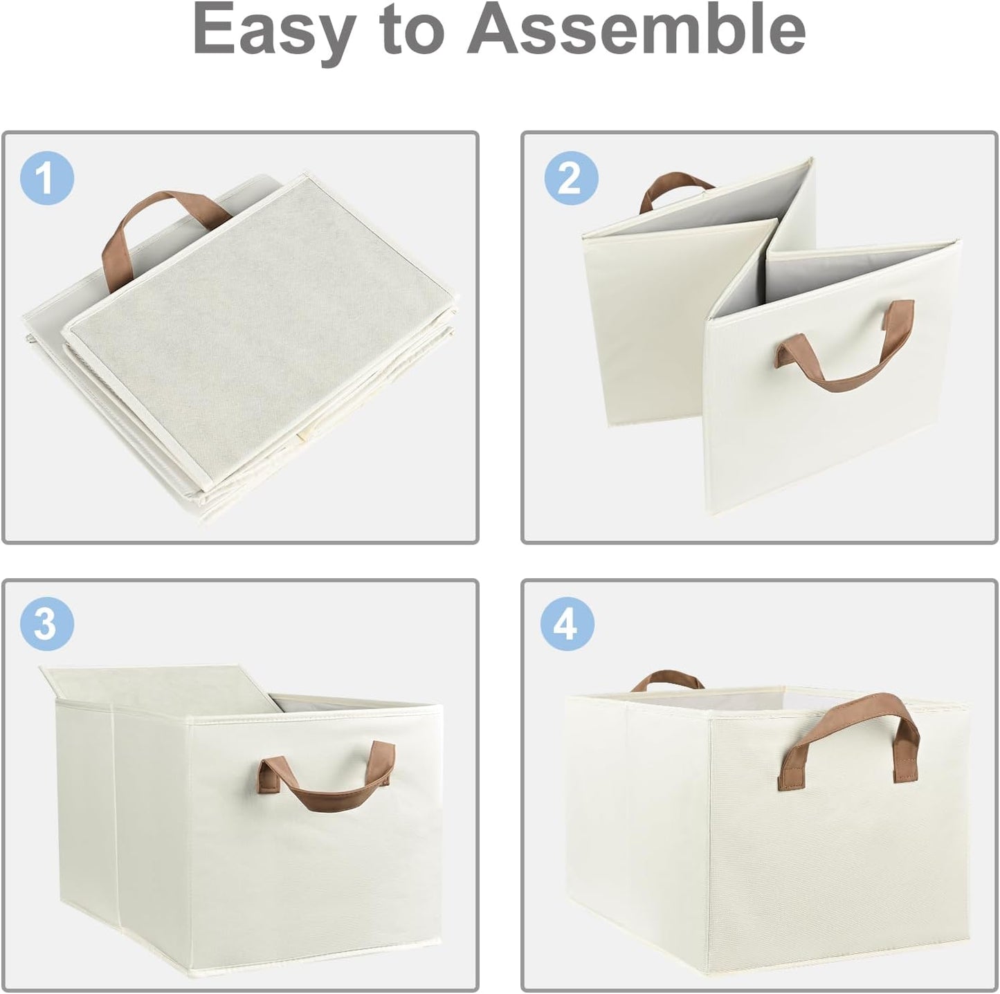 Regine Switzerland Closet Storage Bins - Collapsible Fabric Organizers for Bedroom | Beige, 3 Pack