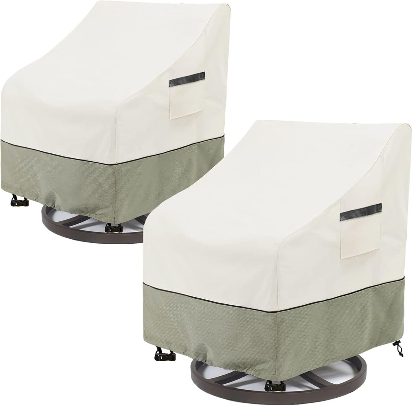 Outdoor Swivel Lounge Chair Covers by [Brand Name] - Waterproof Heavy-Duty Protection | 30W x 34D x 38.5H Inches, White & Grayish Green