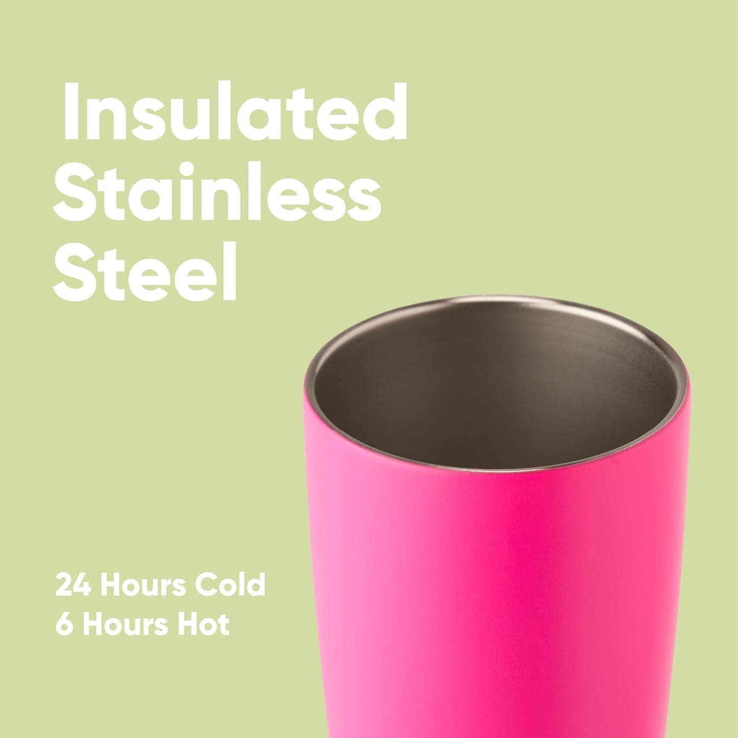 Owala SmoothSip Insulated Stainless Steel Coffee Tumbler - Reusable Hot & Iced Coffee Mug, 20 oz, Pink