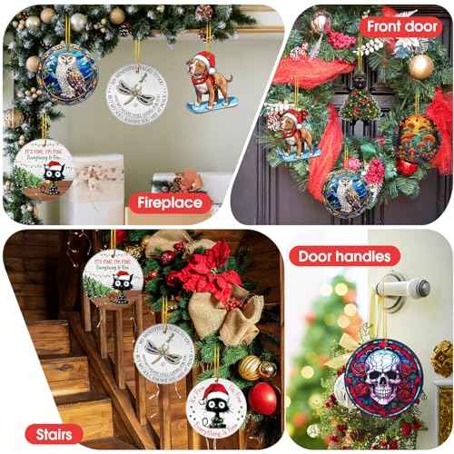 Christmas Ornaments 2025, Black Cat Christmas Decorations, Cute Screaming Cat Tree Hanging Ornaments, Acrylic 2 Side Printed Christma Decor, Personalized Christma Stockings for Cats Lovers