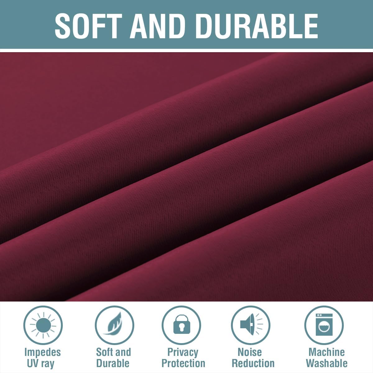 Blackout Curtains 52x63 Inch - Ultra Soft Thermal Insulated Grommet Panel for Living Room & Bedroom