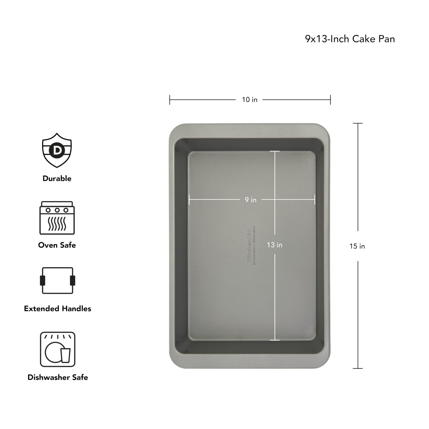 KitchenAid Nonstick Aluminized Steel Cake Pan, Dishwasher Safe, Contour Silver, 9 x 13 Inch