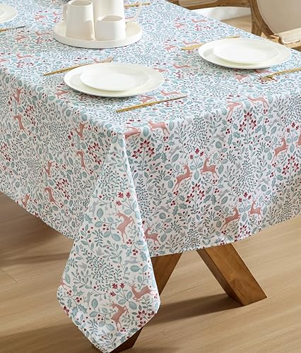 Laura Ashley Easy Care Polyester Tablecloth 60" x 84" Reindeer Prance