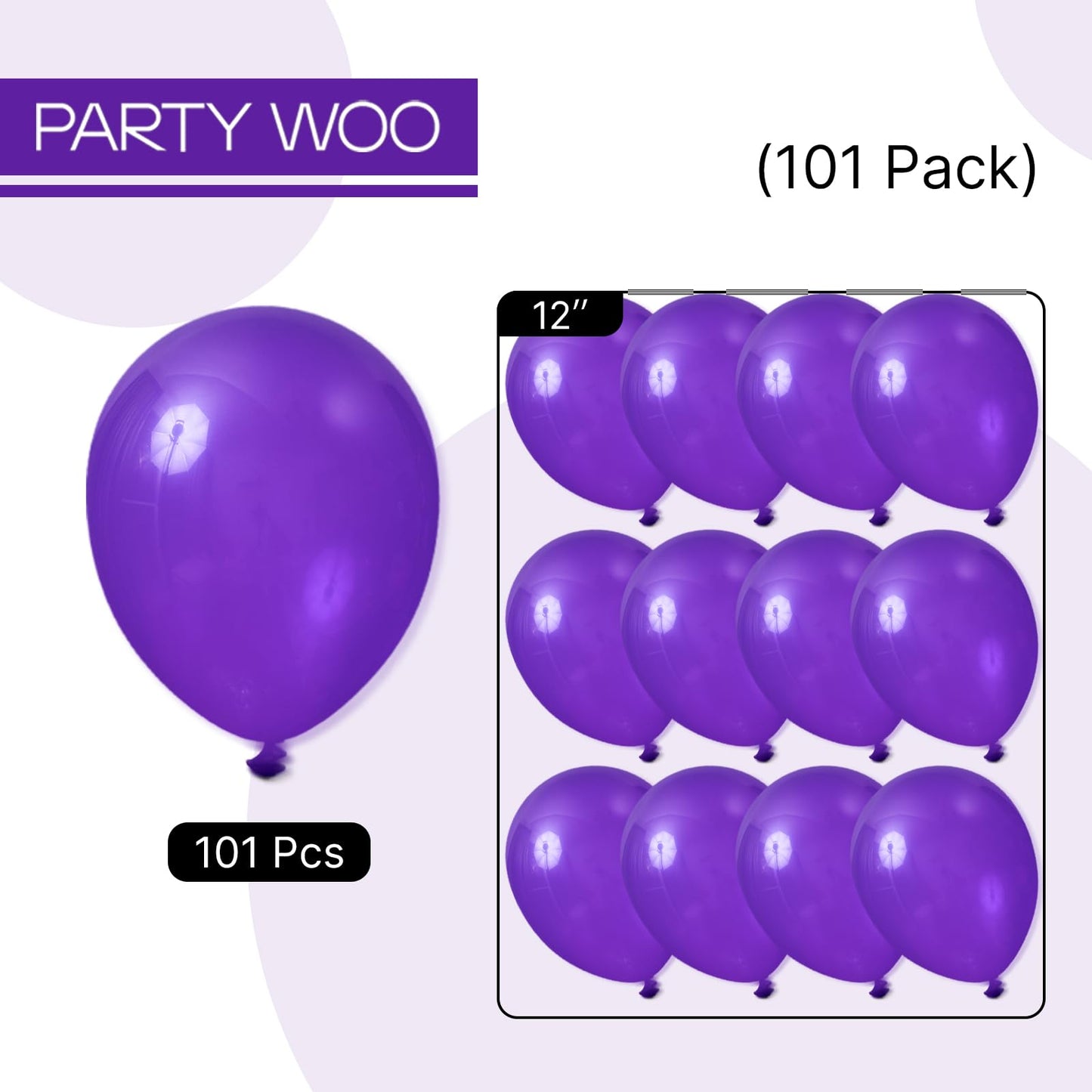 PartyWoo Dark Purple Balloons 101pcs 12 Inch Royal Purple Latex Helium Balloons for Birthday Baby Shower Graduation Anniversary Bachelorette Princess Butterfly Themed Party Decorations Purple-Y16