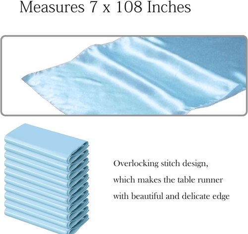 50 Satin Chair Sashes by Baby Blue | Elegant Wedding & Party Decor - 7x108 Inches Ribbons