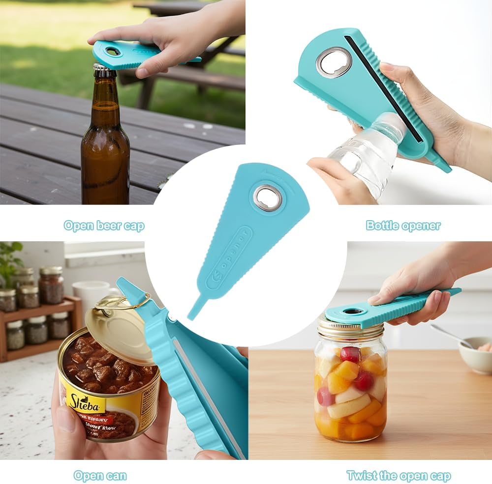 Mutil Jar Opener - Easy Grip Can & Bottle Opener for Seniors with Arthritis | Blue Color
