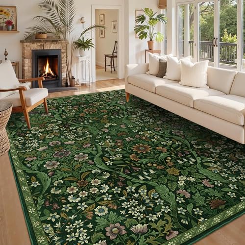 8x10 Large Area Rug Floral Botanical Boho Carpet for Living Room