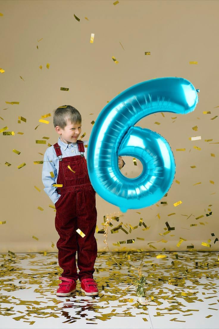 Number 6 Balloon - 40 Inch Light Blue Birthday Decoration for Men & Women | Perfect for 6th Birthday Celebrations