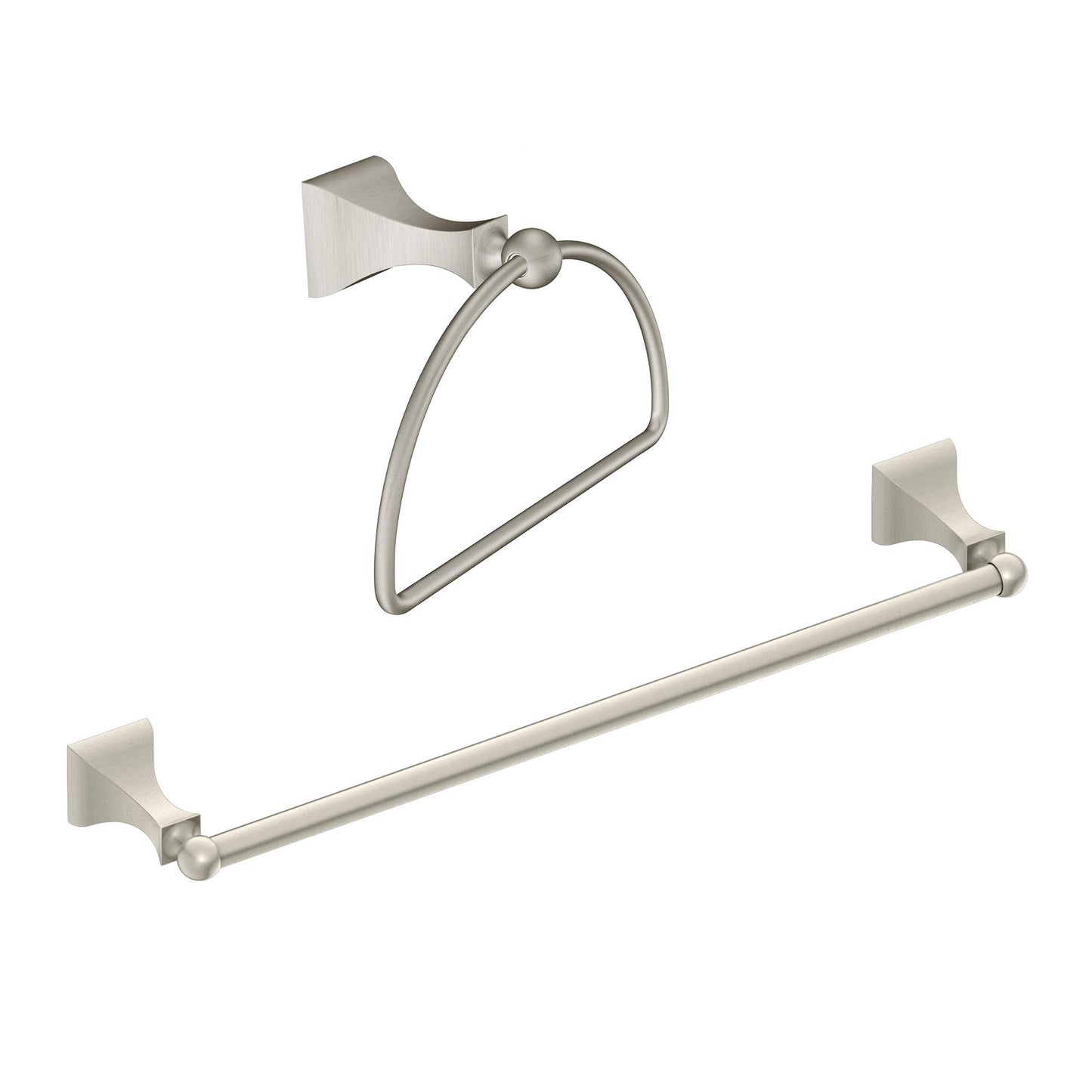 Moen DN8324BN Retreat Collection 24-Inch Bathroom Single -Towel Bar, Brushed Nickel with Moen DN8386BN Retreat Collection Bathroom Hand -Towel Ring with Hardware, Brushed Nickel