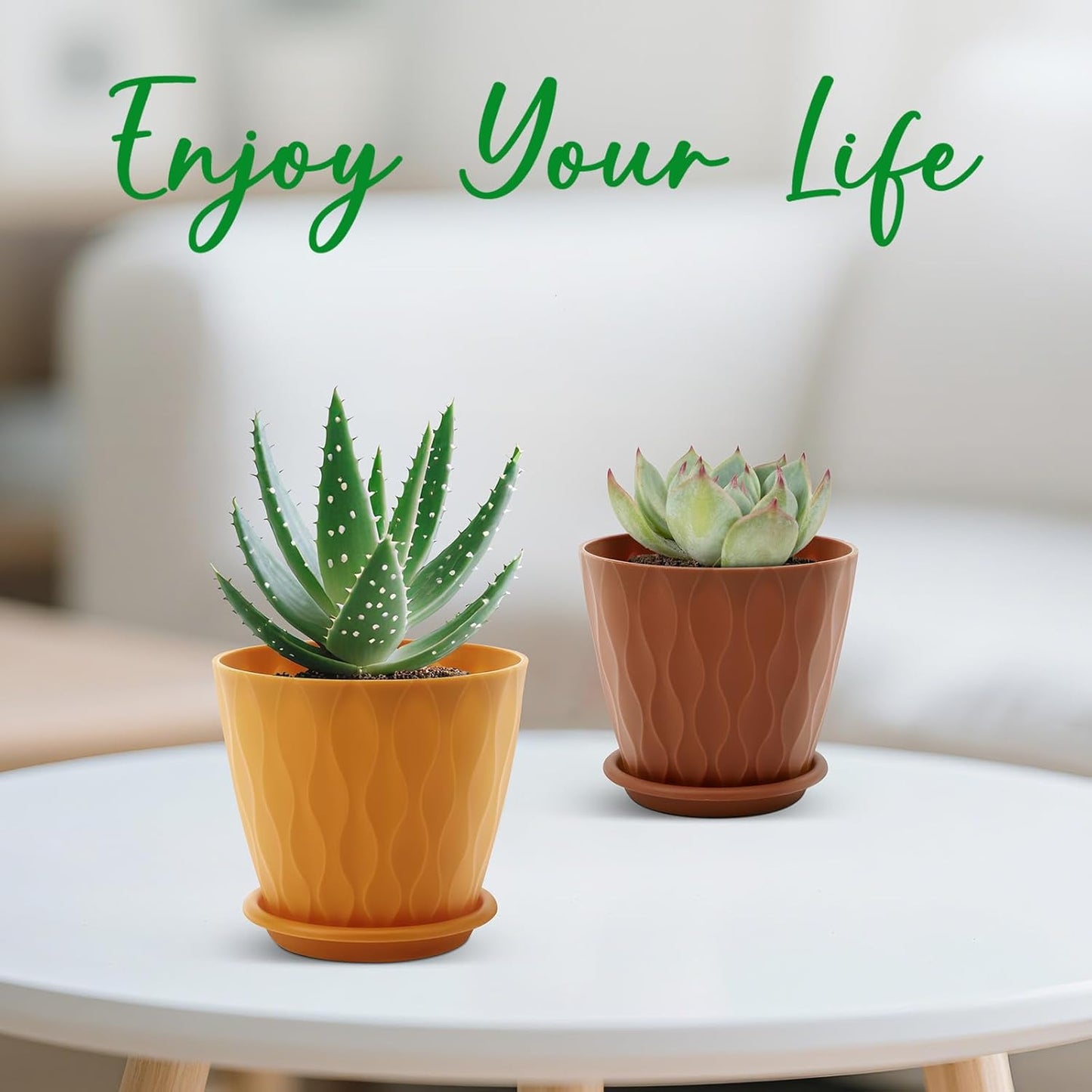 YNNICO 4-Inch Flower Pots - 5 Pack Indoor/Outdoor Planters with Drainage Holes & Tray Saucers | Multicolor