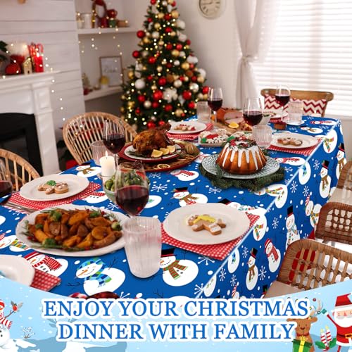 Snowman 3-Piece 54x108 inch Christmas Tablecloths - Snowflake Design (Snowman Variant)