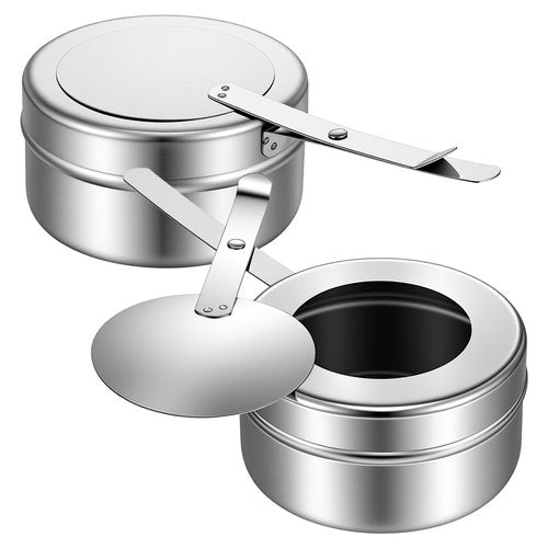 12 Pcs Stainless Steel Chafing Fuel Holder with Safety Cover, Chafer Wick Canned Heat Box Holder for Buffet Barbecue Parties and Catering Events