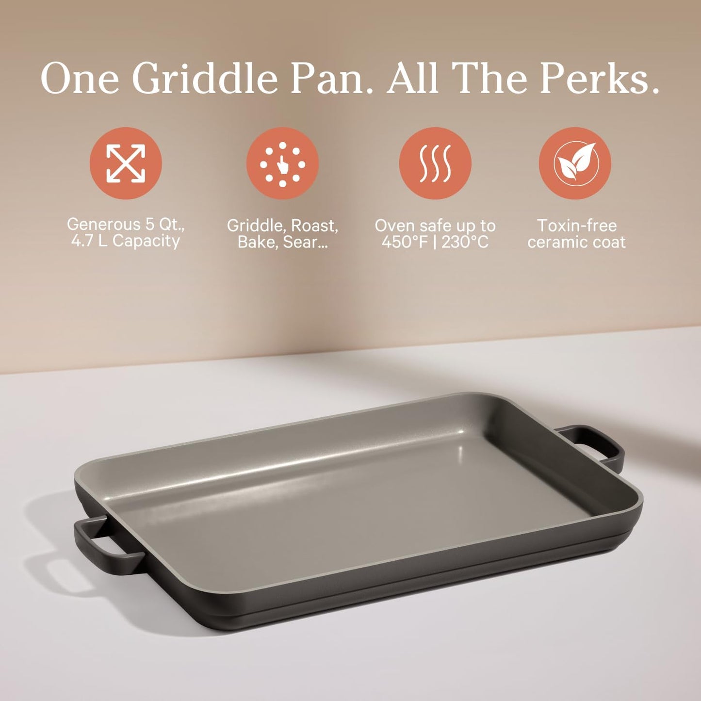 Our Place Griddle Pan - Versatile Nonstick Ceramic Griddle & Sheet Pan | Toxin-Free, Ergonomic Handles | 5 Qt Capacity, Oven Safe to 450°F | Char