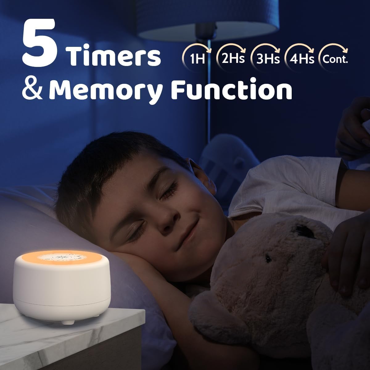Sleepbox White Noise Machine - 25 Soothing Sounds, 10 Color Night Light, 4 Brightness Levels, 32 Volume Levels, Timer & Memory Function for All Ages