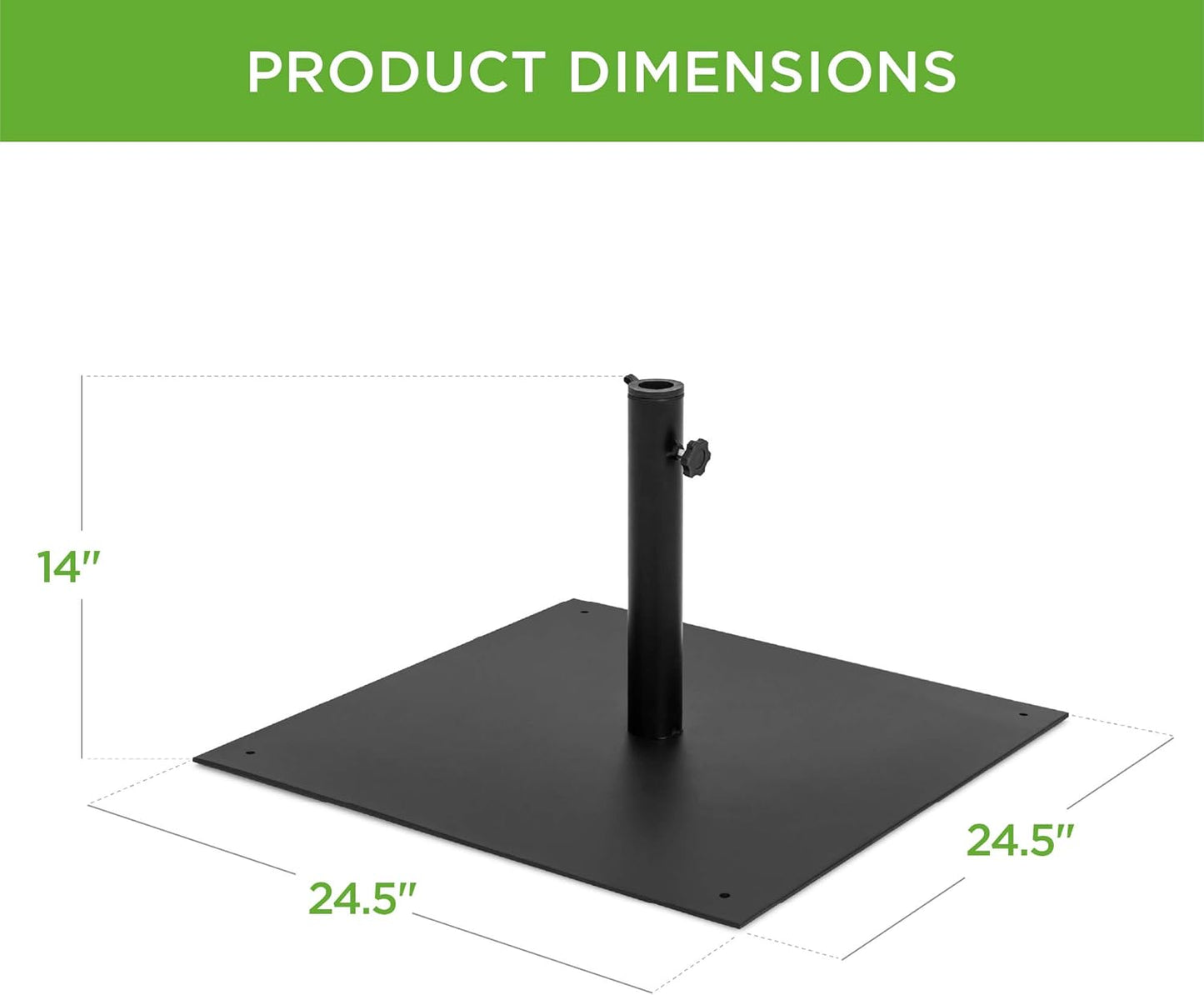 Best Choice Products 38.5lb Steel Umbrella Base - Square Weighted Patio Stand for Market Umbrellas | Black