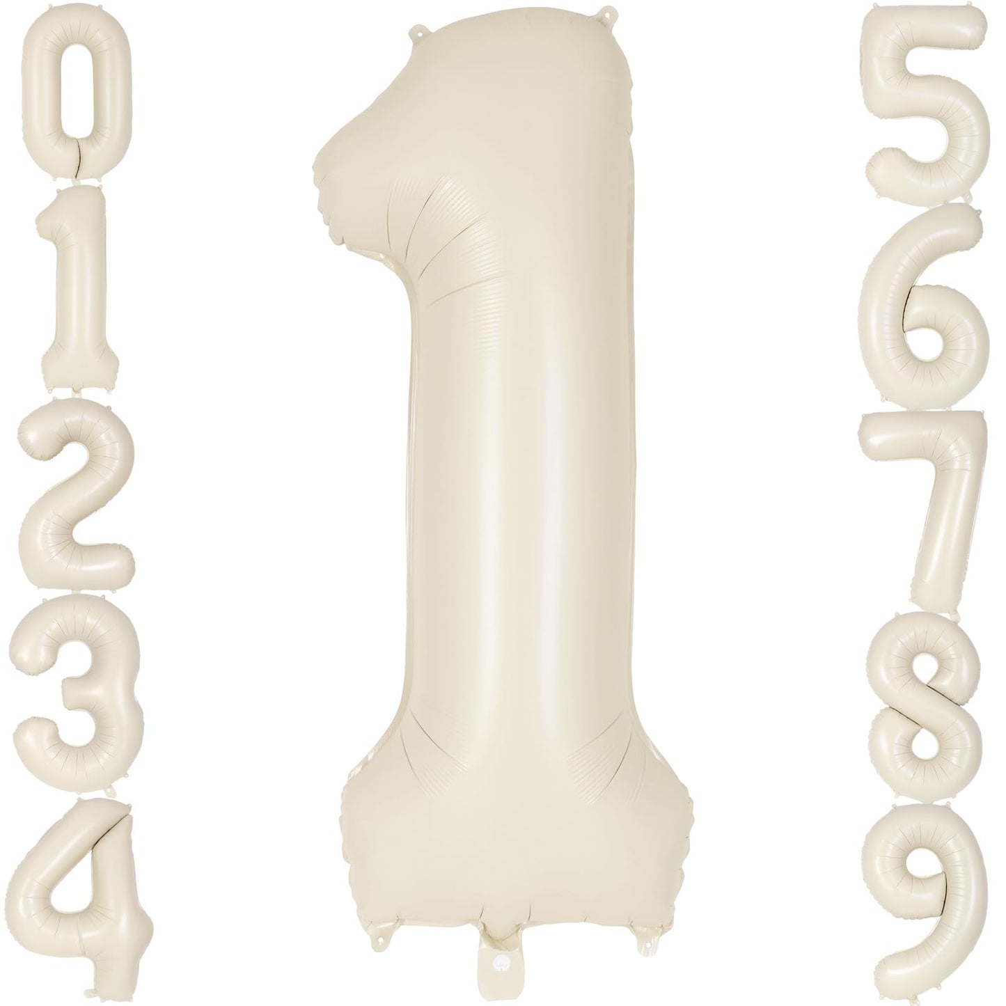 Cream Number 1 Balloon 40 Inch, Big Large Foil Helium Number Balloons, Jumbo Giant Beige Mylar Number 1 Balloons for 1st First Birthday Party Decorations Supplies Anniversary
